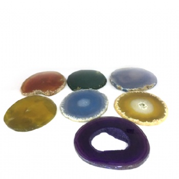 Amazon Bestseller Hot Selling Natural Blue Black Agate Slice Holder Coaster with Gold Trim for Drinks Cup Holder Gift Set